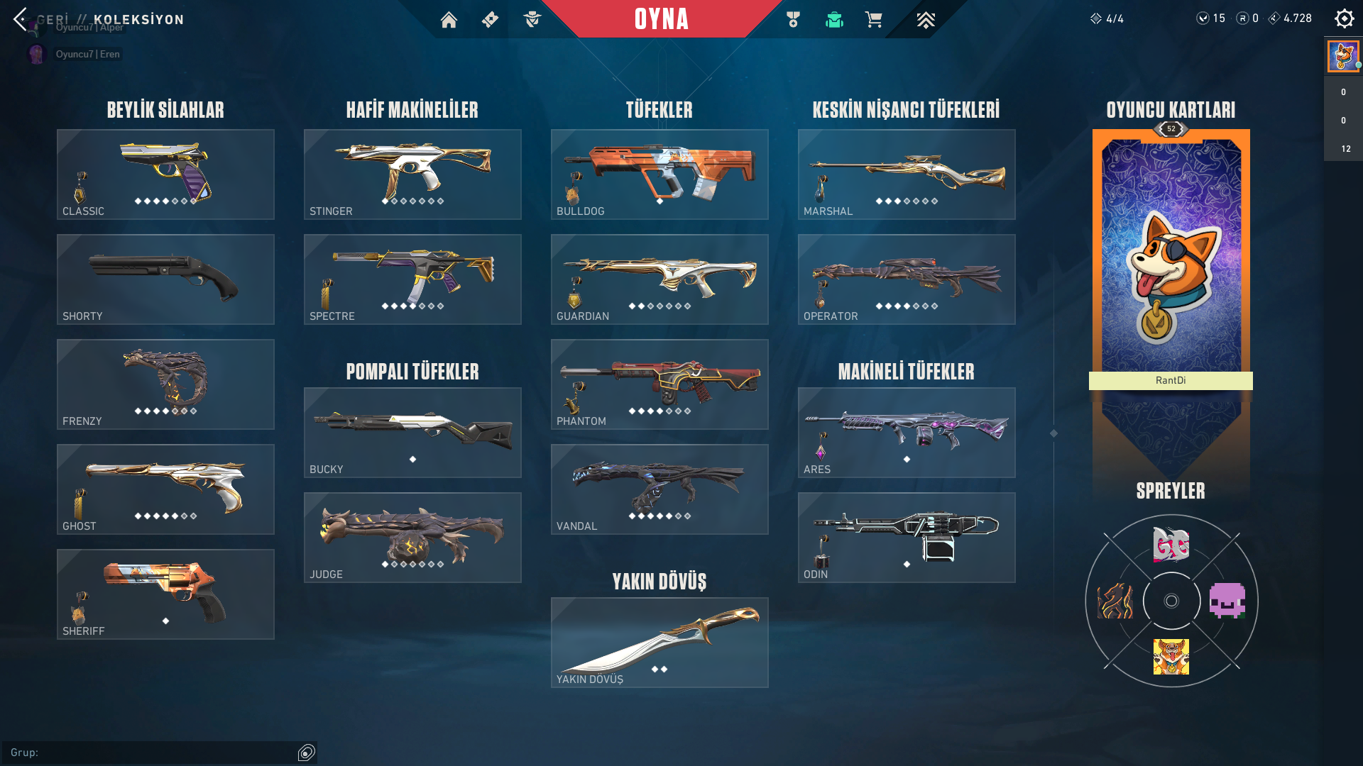 VALORANT EJDER VANDAL ONİ PHANTOM +30 SKİNLİ HESAP